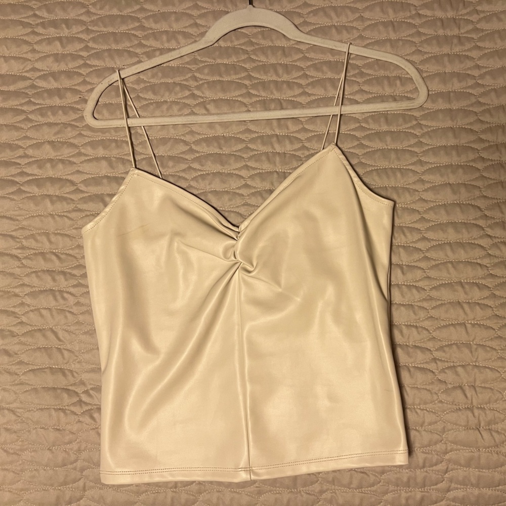 Heartloom Cream Faux-Leather Top